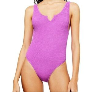 Topshop Purple Crinkle One Piece Swimsuit